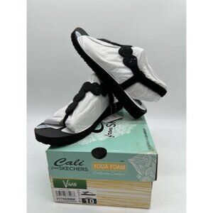 Cali Skechers Yoga Foam Meditation Black Thong Sandals Shoes 10 Medium 31755 NWT